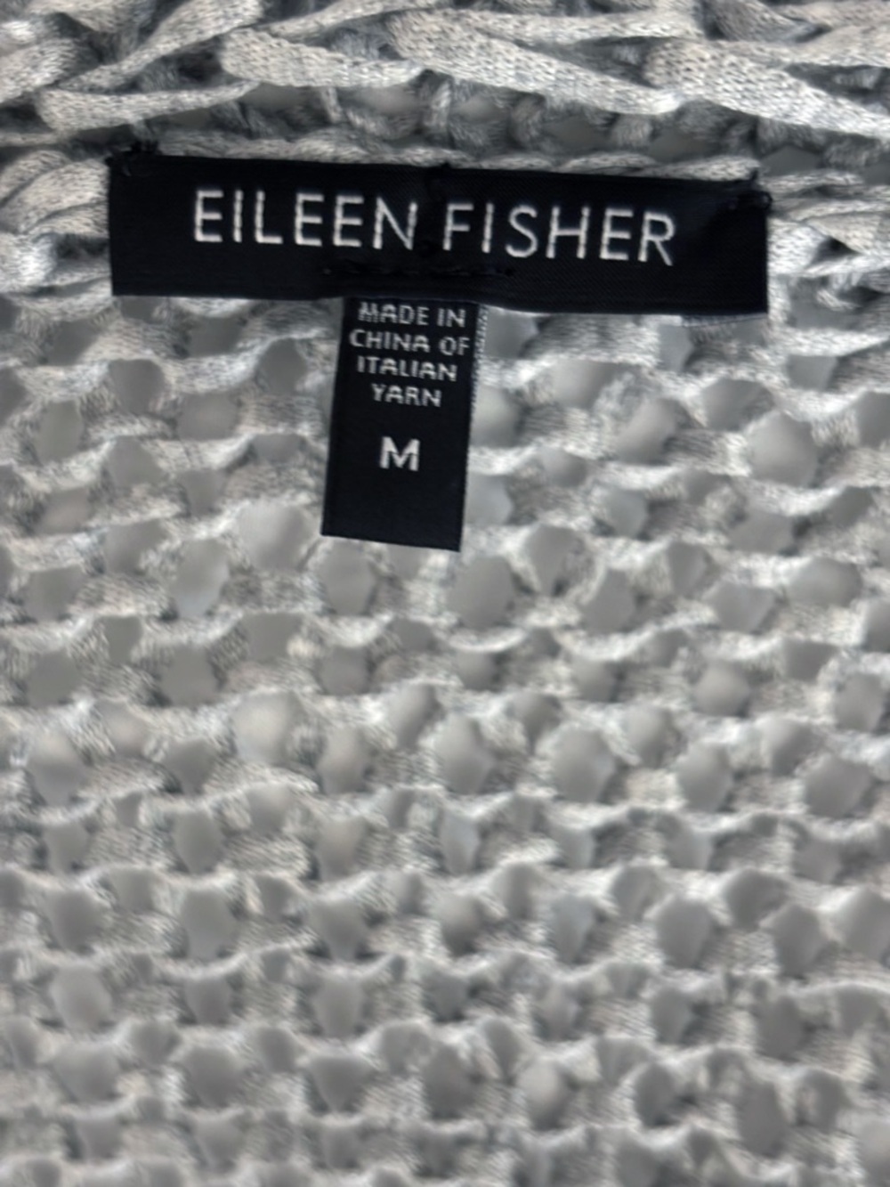 Eileen Fisher Grey Colorblock Chunky Knit Cardigan Sweater Medium - Picture 4 of 6